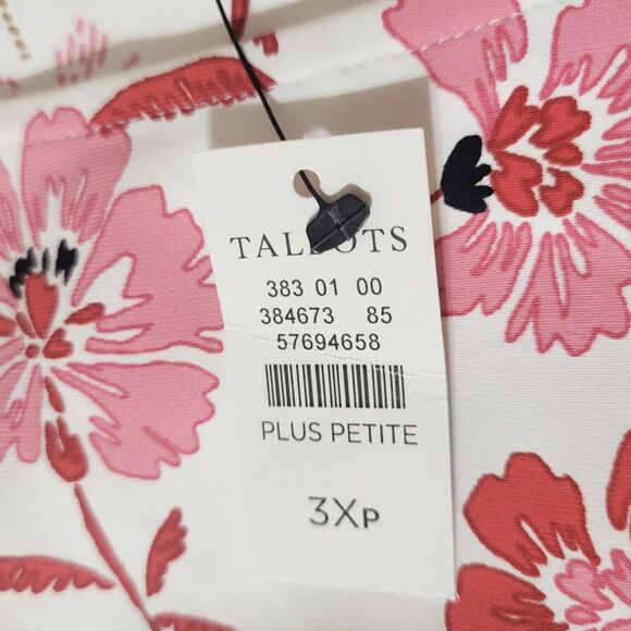 Talbots Plus 3XP Airy Blossoms Red Pink Effortless Jersey Bella Dress NWT $109 - Picture 3 of 8